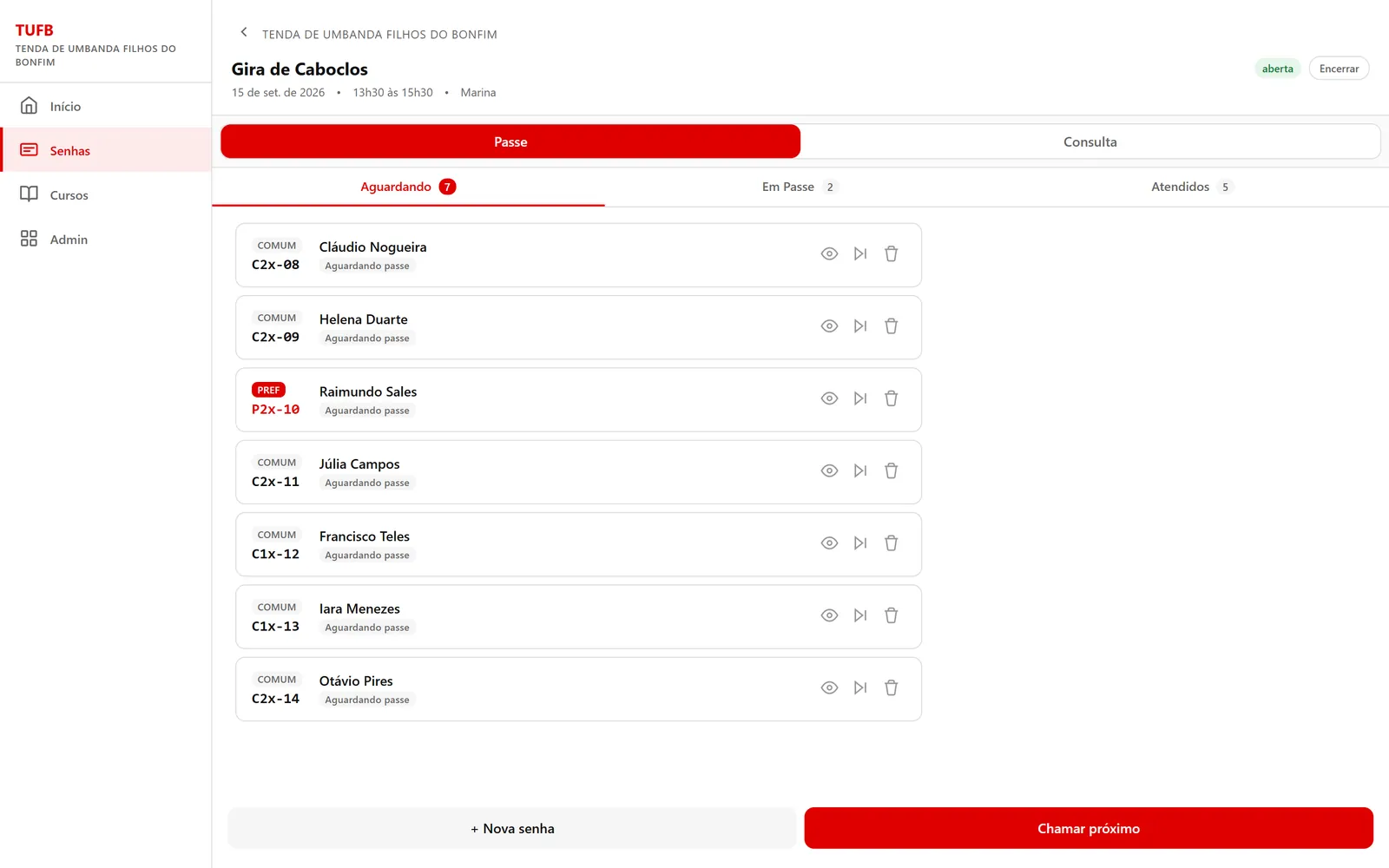 A tela escolhida, no computador.